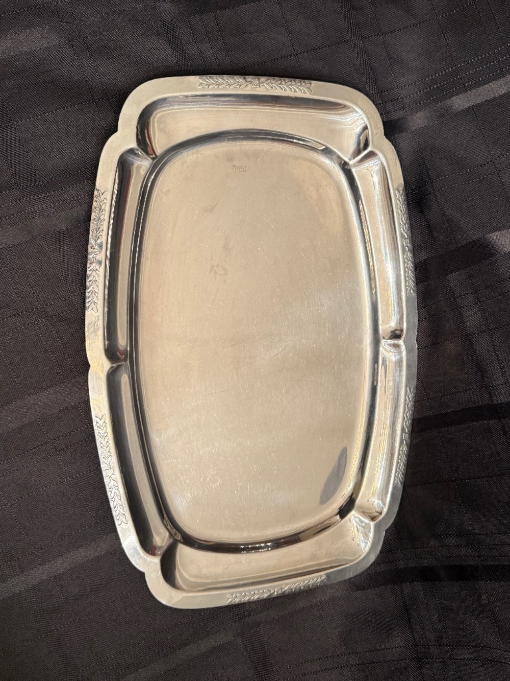 Vintage Italian Inox 18/C Stainless Steel Serving Tray 15.5" Scalloped Rim
